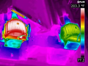 A non-infrared inspection would most likely miss a situation like this where one of the motors is seriously overheating